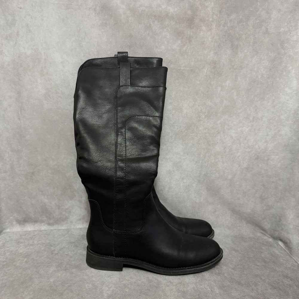 Frye and Co Riding Boots Giovanni Womens Size 8.5 Black Side Zip Heel Equestrian